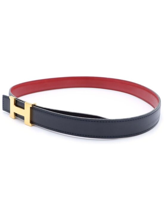 Hermes Constance Leather Belt Red Black Box Calf 70 S Gold